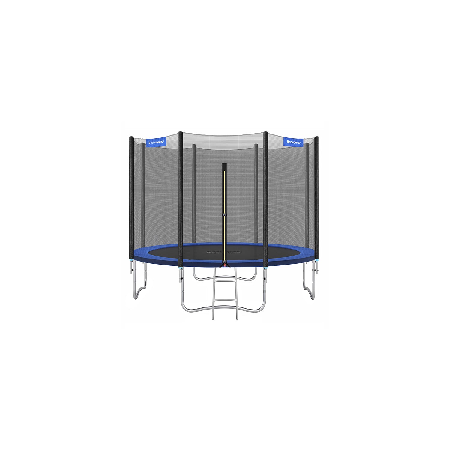 Trampoline – Fabric and Metal – Blue – Complete Set with Safety Enclosure and Ladder, TÜV Certified, 10 FT