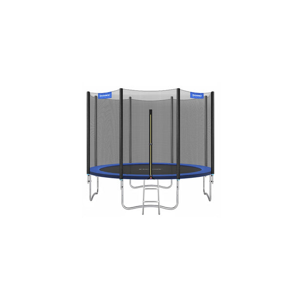 Trampoline – Fabric and Metal – Blue – Complete Set with Safety Enclosure and Ladder, TÜV Certified, 10 FT