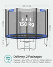 Trampoline – Fabric and Metal – Blue – Complete Set with Safety Enclosure and Ladder, TÜV Certified, 10 FT