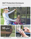 Trampoline – Fabric and Metal – Blue – Complete Set with Safety Enclosure and Ladder, TÜV Certified, 10 FT
