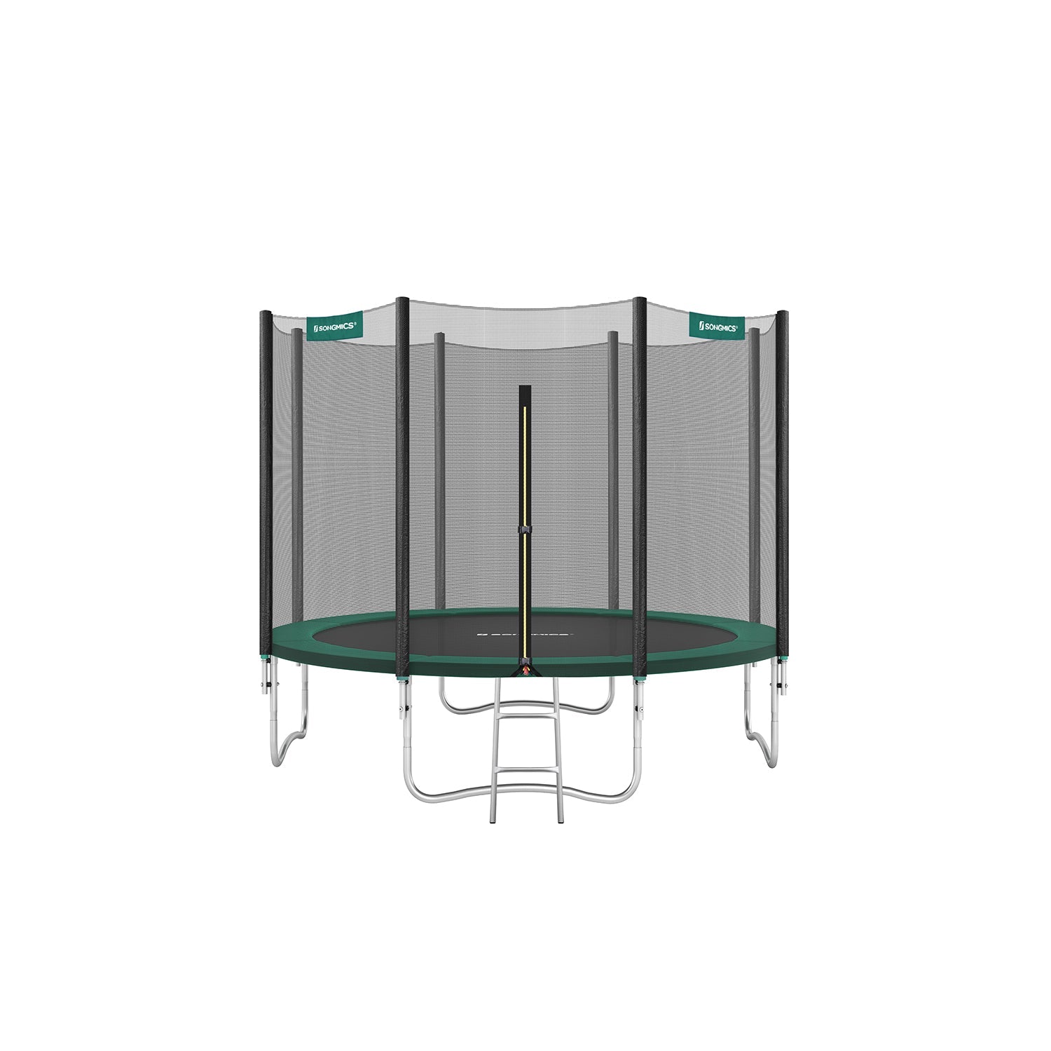 Trampoline – Steel – Blue – 10 ft with Enclosure Net, Safety Pad, and Ladder