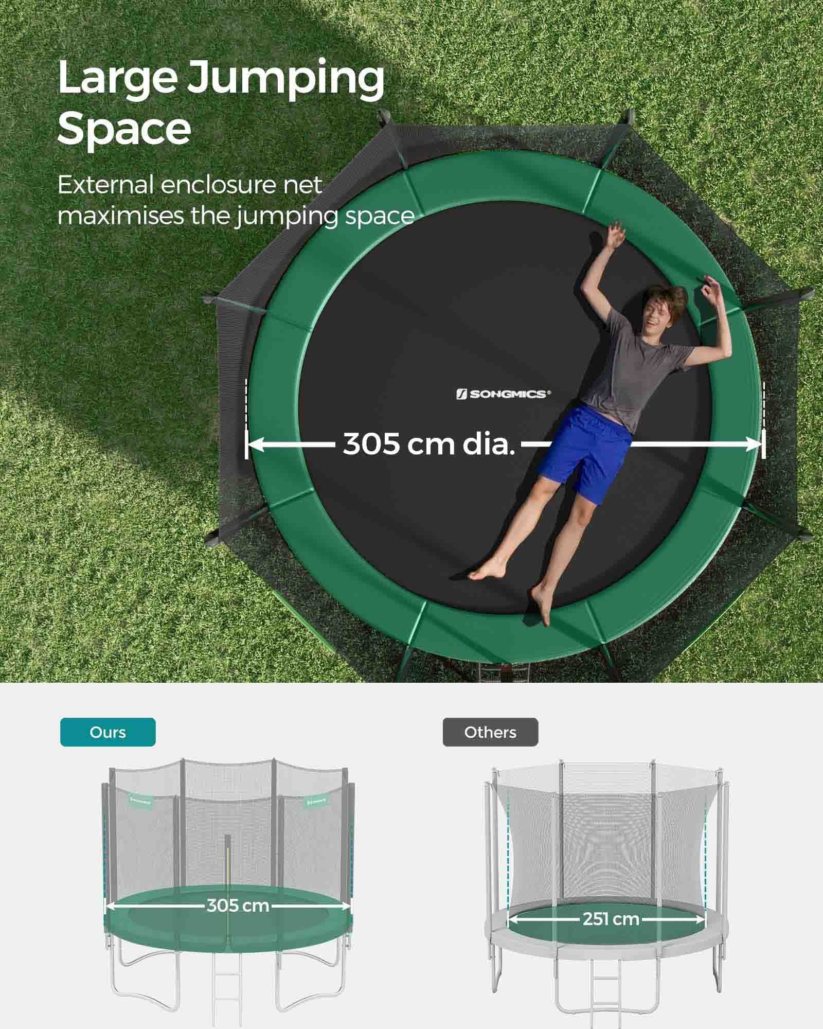 Trampoline – Metal – Multi-color – 10ft with Safety Enclosure and Ladder