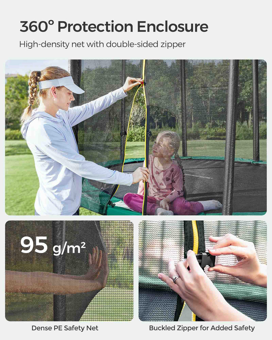 Trampoline – Steel – Blue – 10 ft with Enclosure Net, Safety Pad, and Ladder