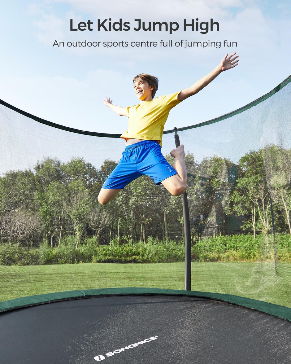 Round Trampoline – Steel – Multi-Color – Includes Safety Net, Ladder, and Padded Arch Poles