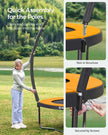 Kids Trampoline – Steel – Black and Blue – 12 ft with Safety Net and Safety Pad