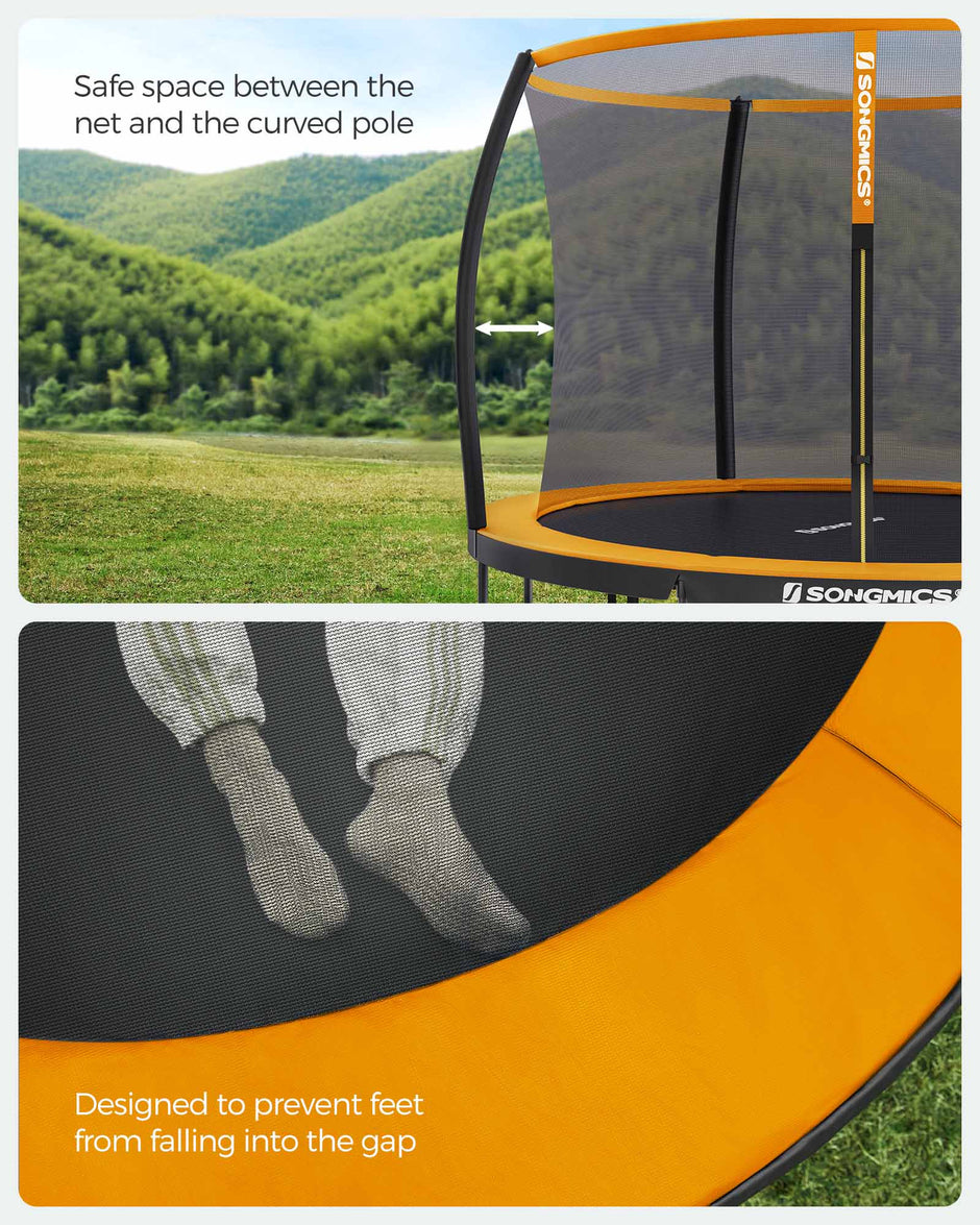 Kids Trampoline – Steel – Black and Blue – 12 ft with Safety Net and Safety Pad