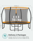 Kids Trampoline – Steel – Black and Blue – 12 ft with Safety Net and Safety Pad