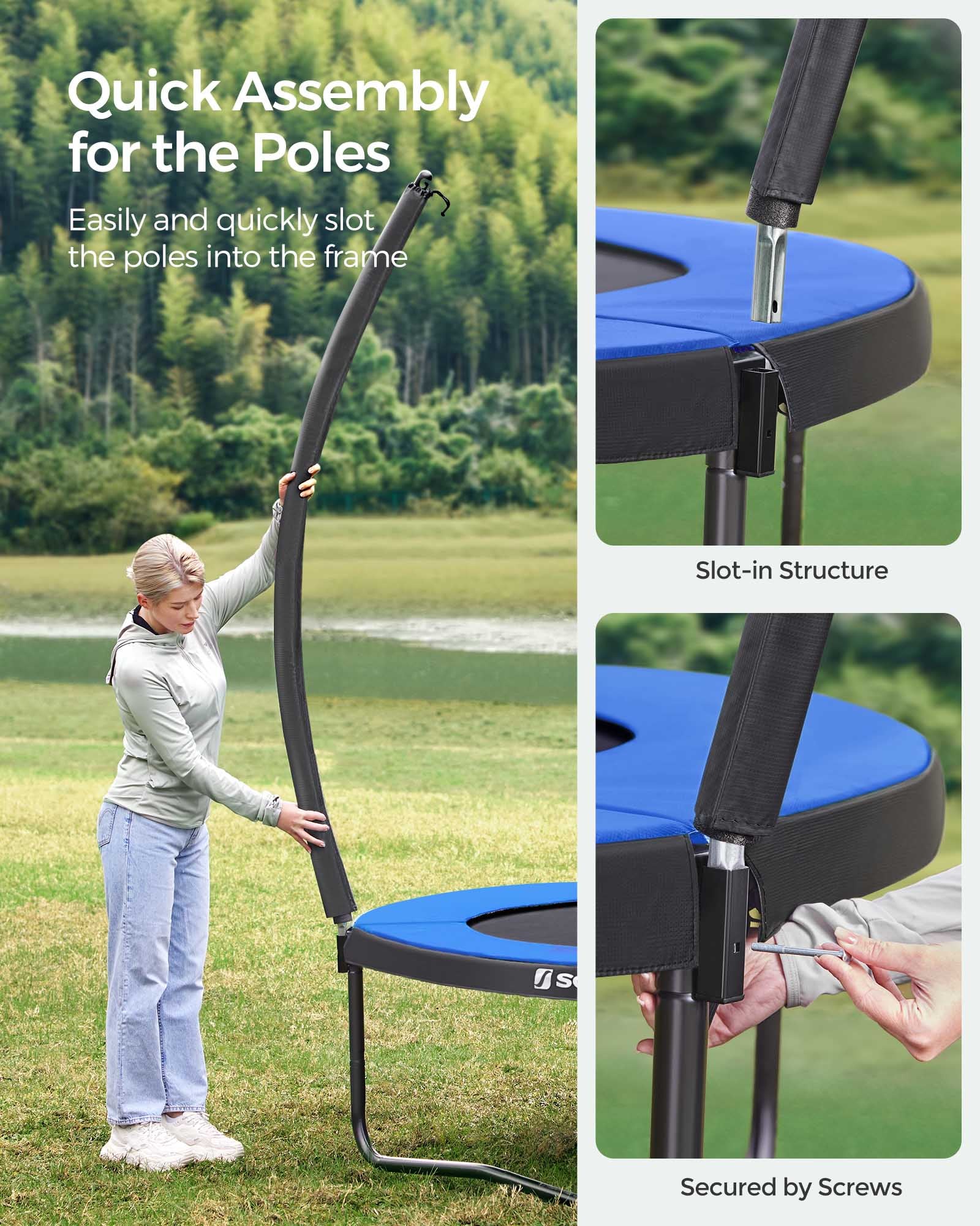 Backyard Trampoline – Steel – Round – Includes Safety Net Enclosure and Ladder