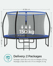 Backyard Trampoline – Steel – Round – Includes Safety Net Enclosure and Ladder