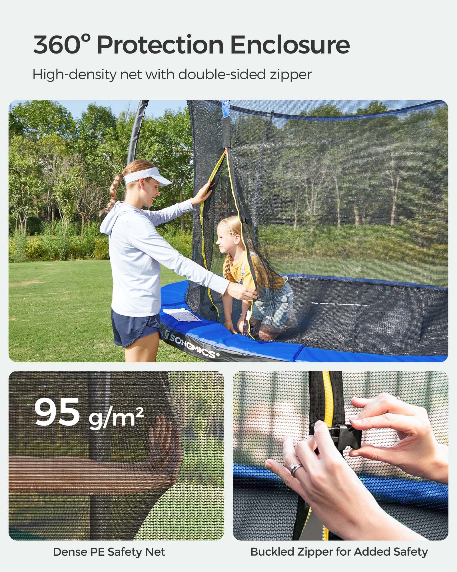 Backyard Trampoline – Steel – Round – Includes Safety Net Enclosure and Ladder