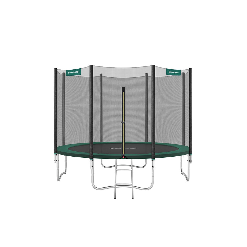 Garden Trampoline – Steel – Black – 12-ft with Safety Enclosure and Ladder