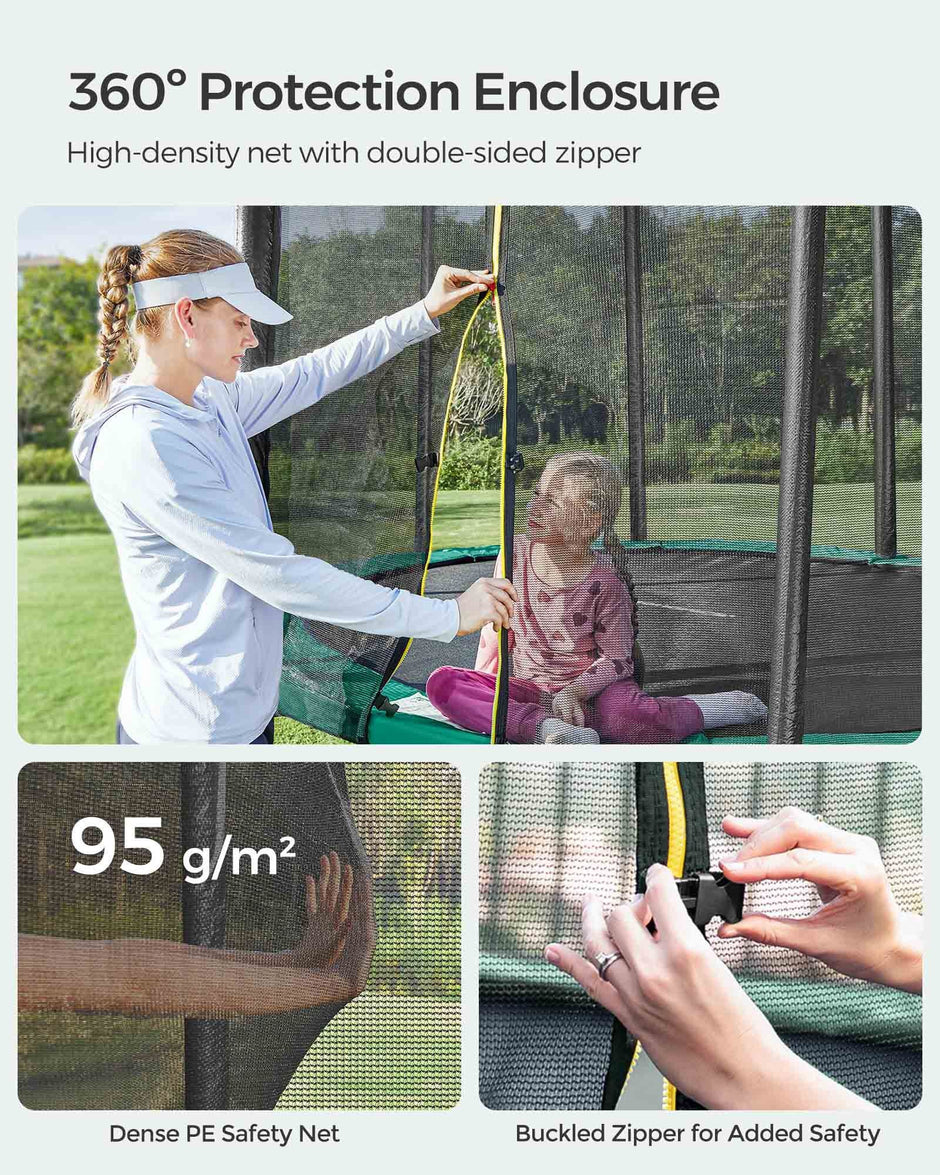 Garden Trampoline – Steel – Black – 12-ft with Safety Enclosure and Ladder