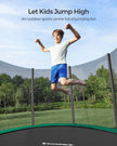 Garden Trampoline – Steel – Black and Orange – 12ft with Safety Net Enclosure and Ladder