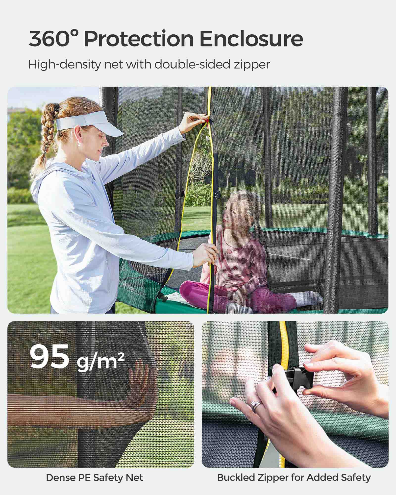 Garden Trampoline – Steel – Black and Orange – 12ft with Safety Net Enclosure and Ladder