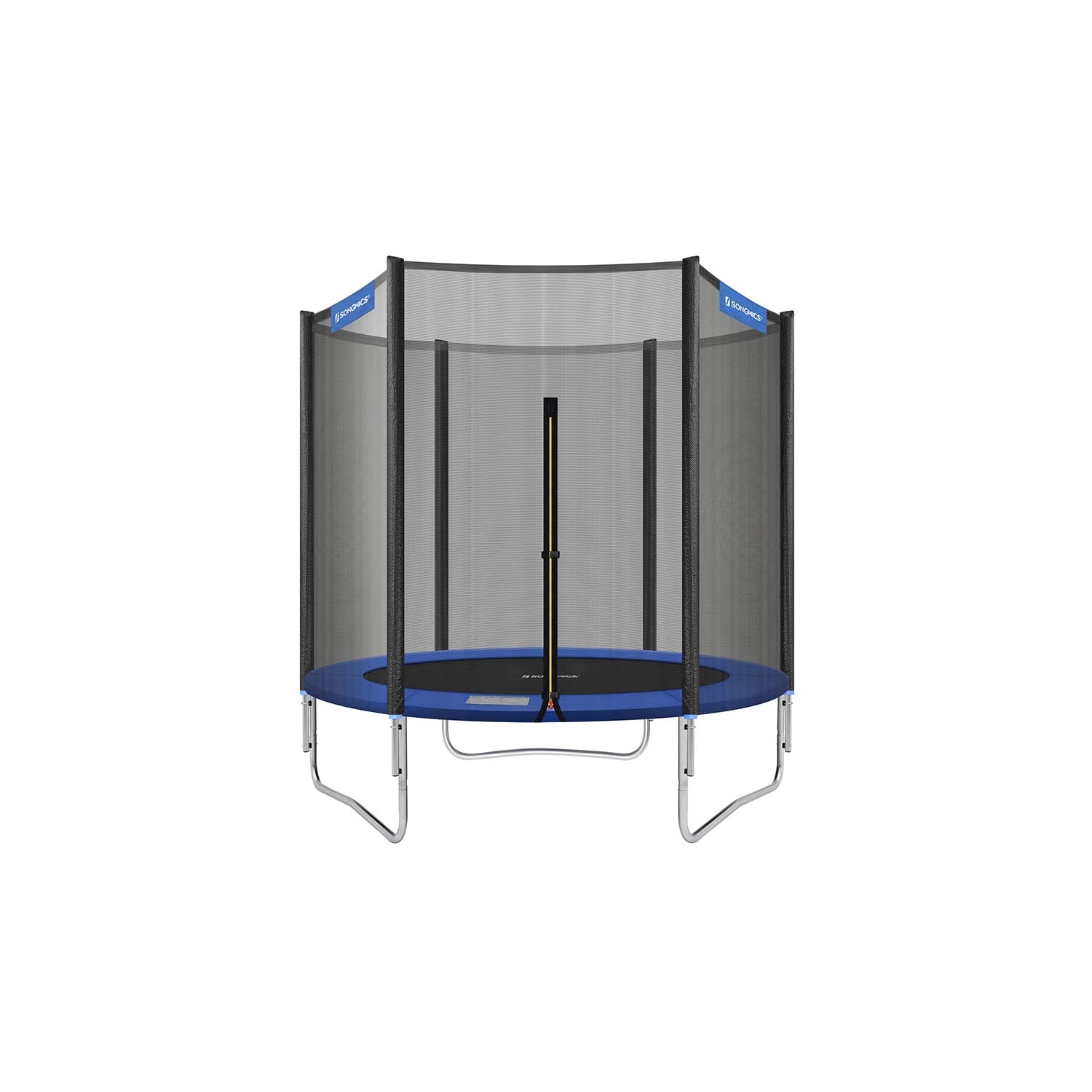 Round Trampoline – Metal – Black and Blue – 6ft with Safety Net Enclosure and Ladder