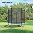 Round Trampoline – Metal – Black and Blue – 6ft with Safety Net Enclosure and Ladder