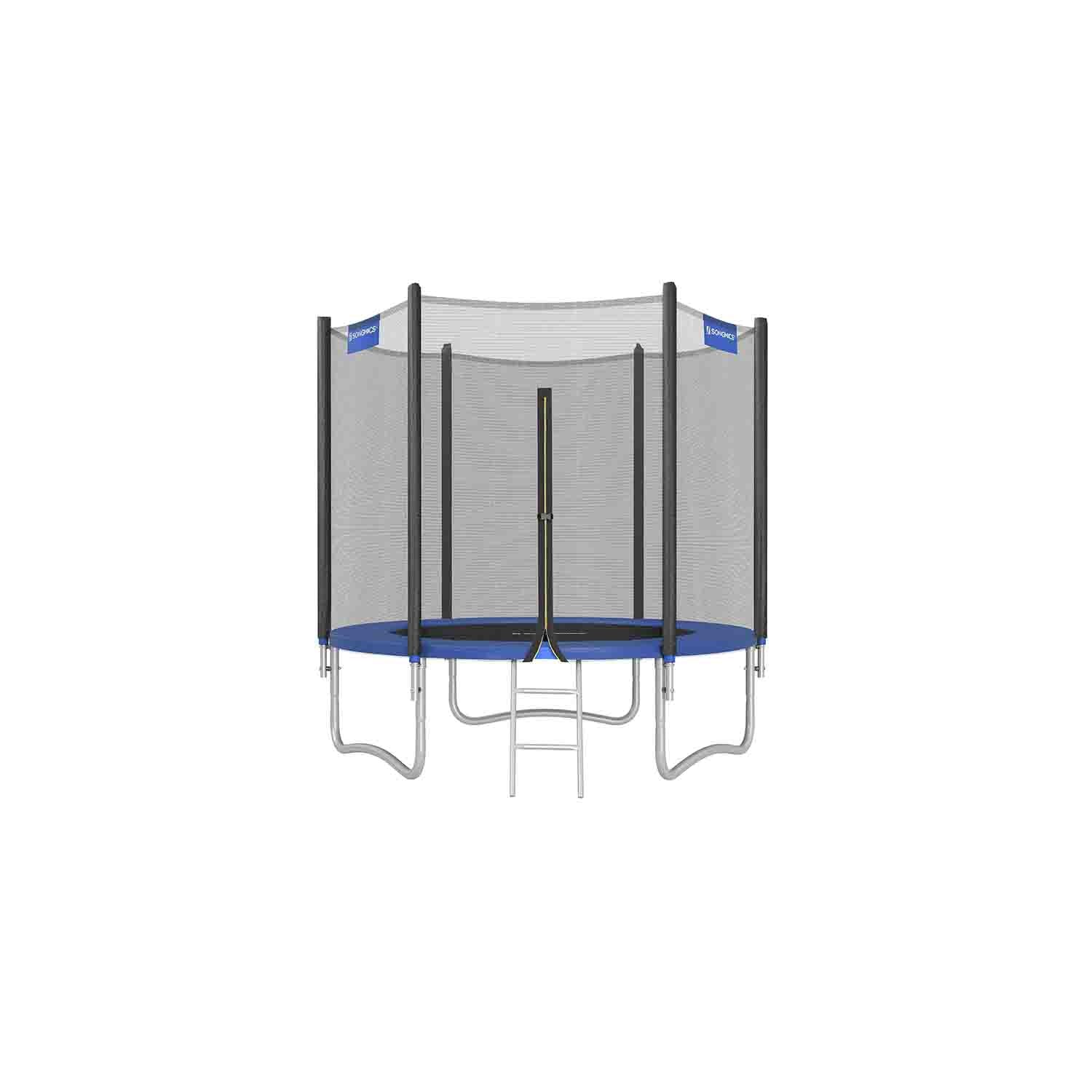 Trampoline – Steel – Blue – Complete Set with Safety Enclosure and Ladder, 8 FT
