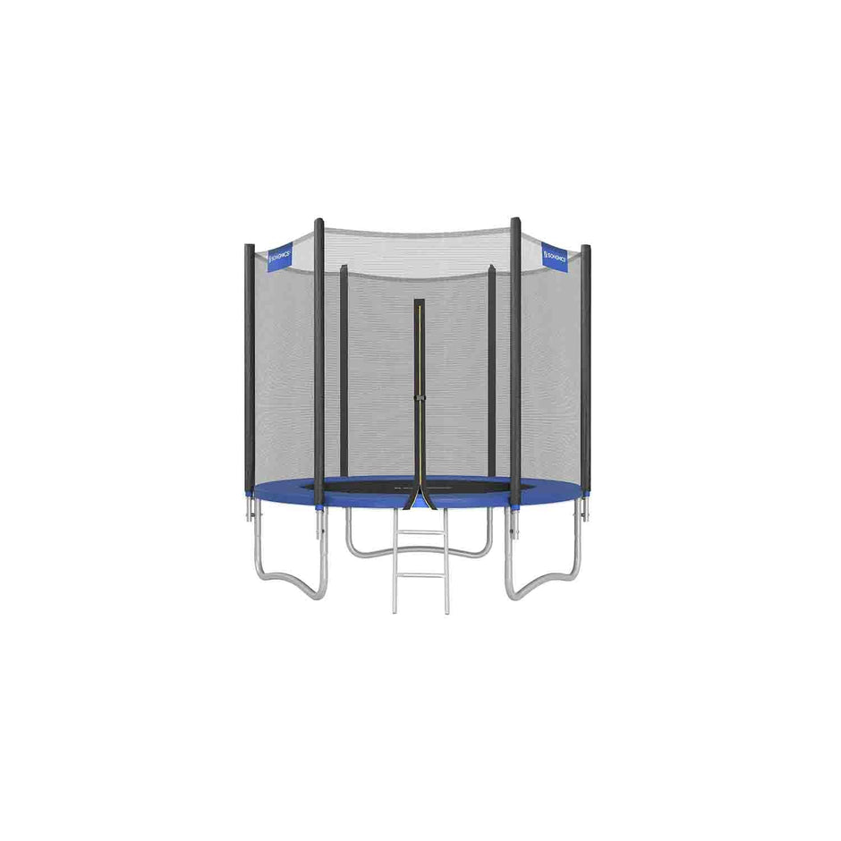Trampoline – Steel – Blue – Complete Set with Safety Enclosure and Ladder, 8 FT