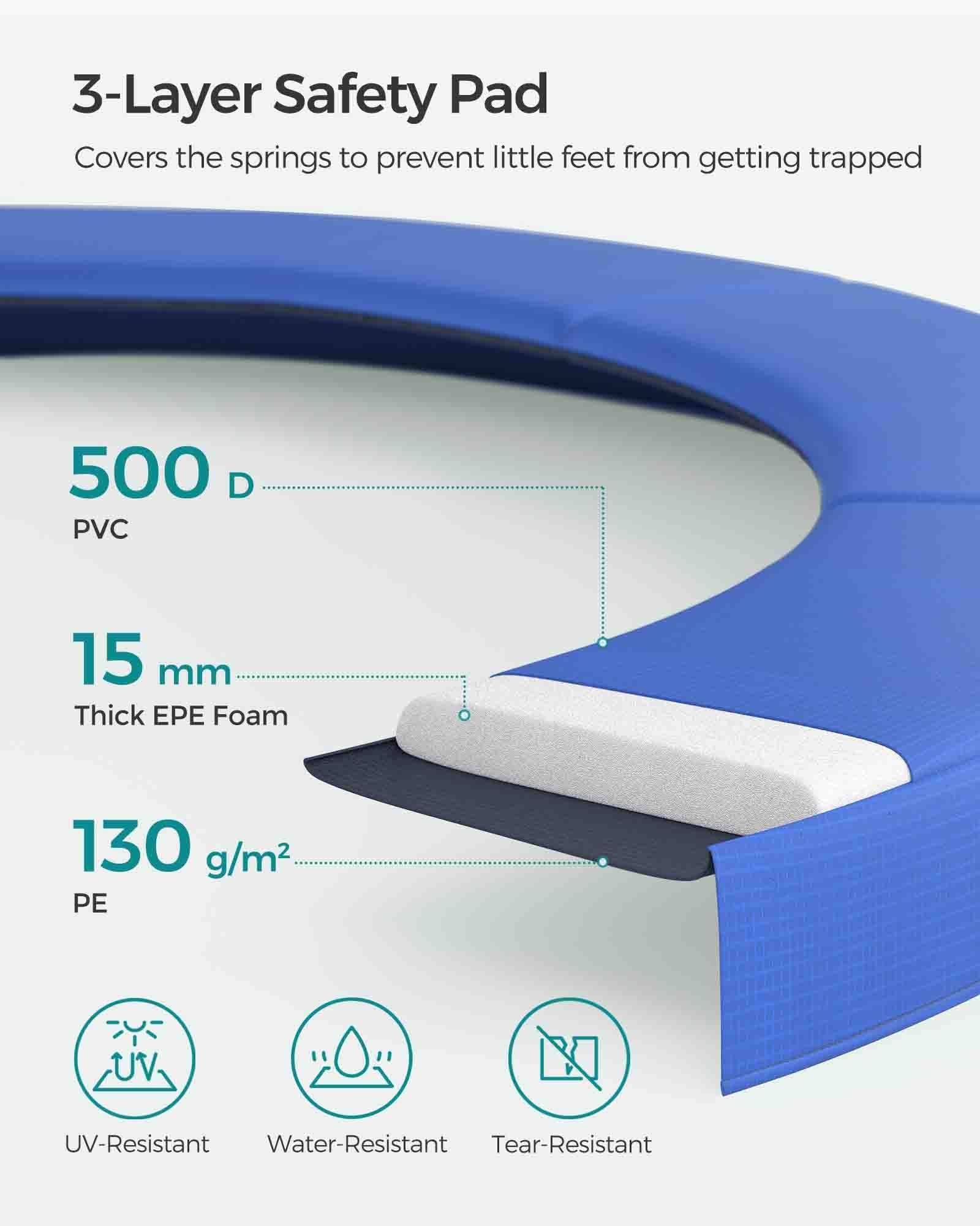 Trampoline – Steel – Blue – Complete Set with Safety Enclosure and Ladder, 8 FT