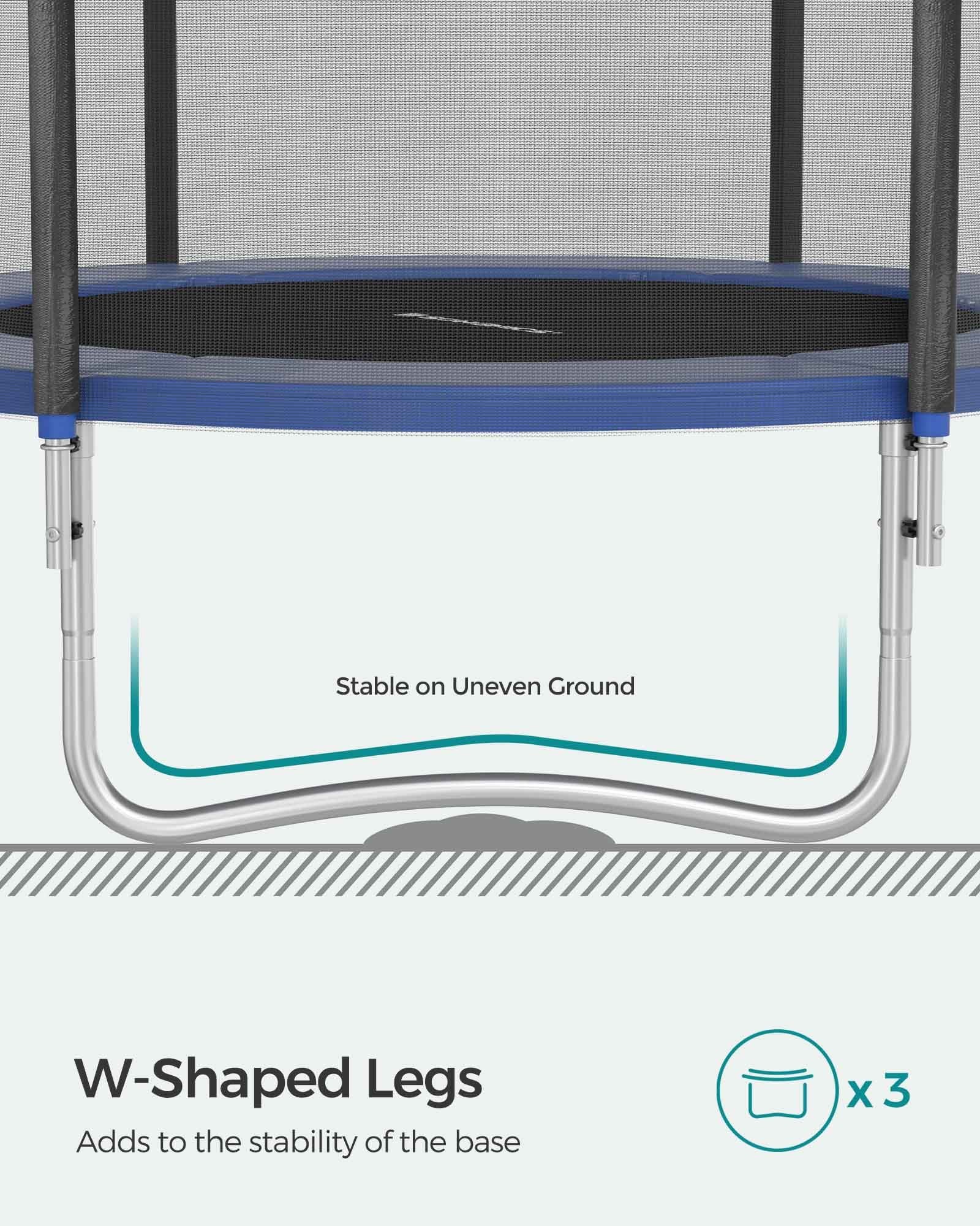 Trampoline – Steel – Blue – Complete Set with Safety Enclosure and Ladder, 8 FT