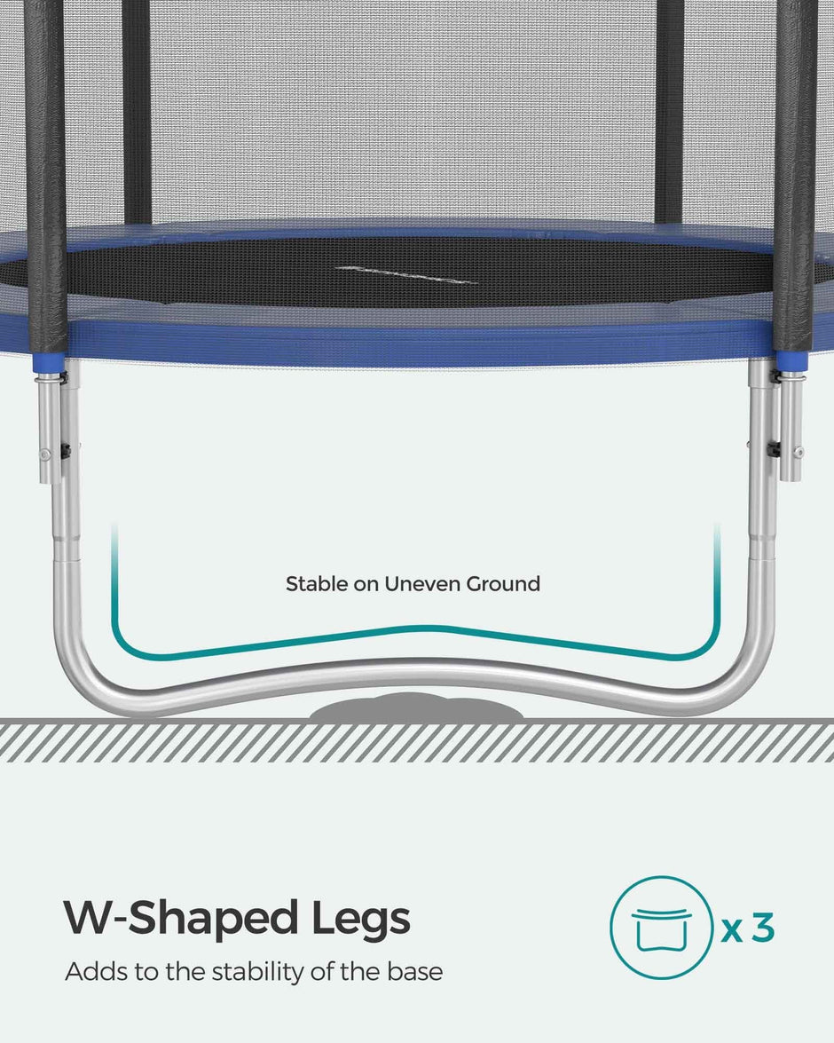 Trampoline – Steel – Blue – Complete Set with Safety Enclosure and Ladder, 8 FT