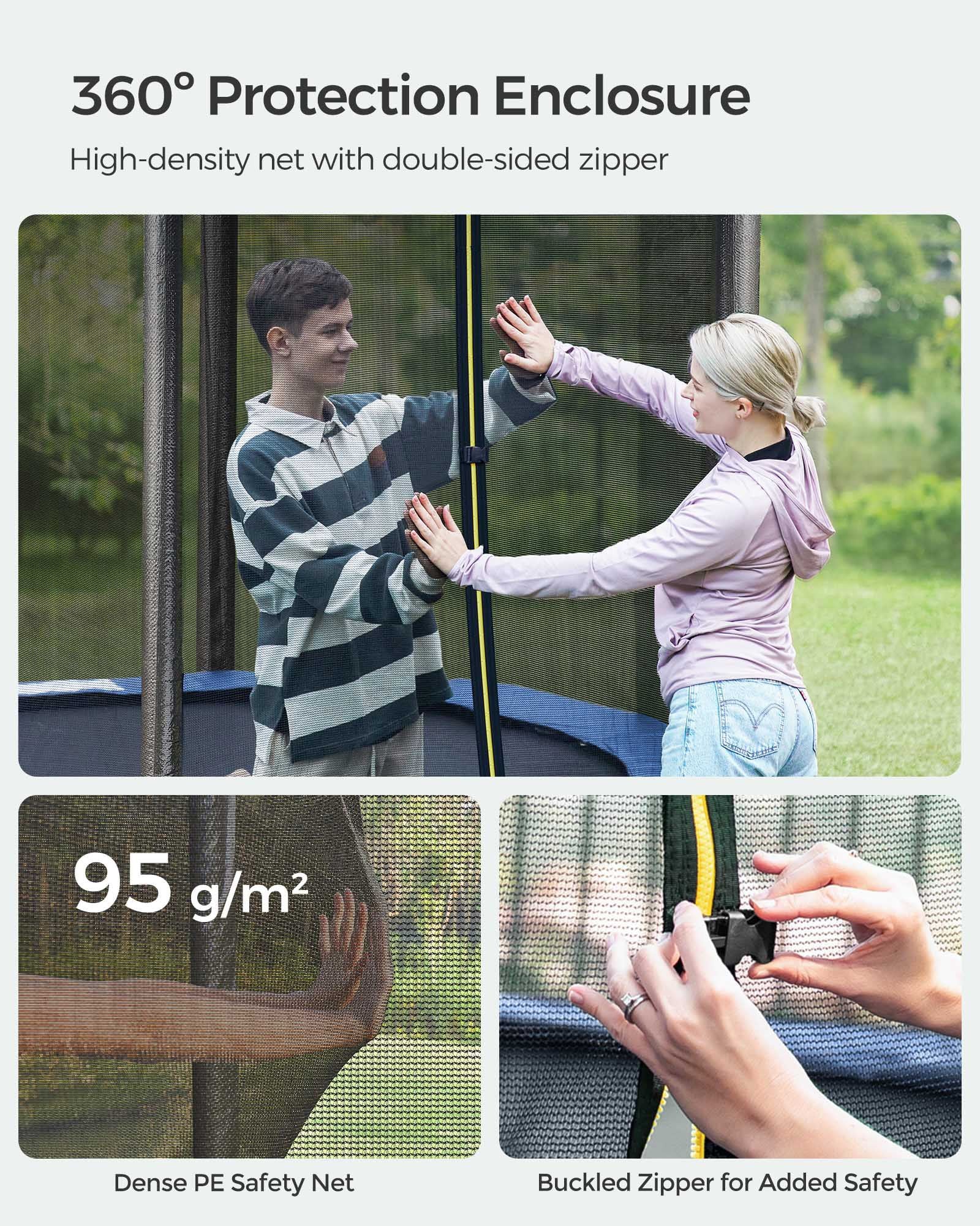 Trampoline – Steel – Blue – Complete Set with Safety Enclosure and Ladder, 8 FT