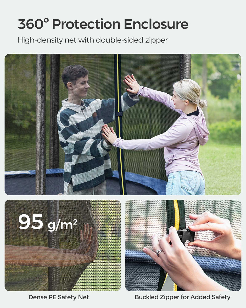 Trampoline – Steel – Blue – Complete Set with Safety Enclosure and Ladder, 8 FT