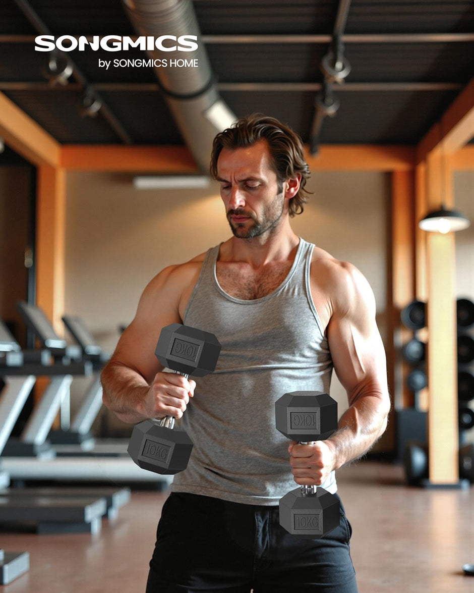 Hexagonal Dumbbell Set – Metal – N/A – Perfect for Home Weightlifting and Fitness Training