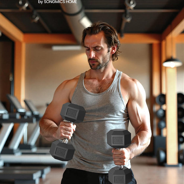 Hexagonal Dumbbell Set – Metal – N/A – Perfect for Home Weightlifting and Fitness Training