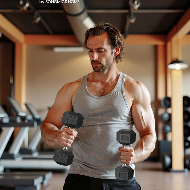 Hexagonal Dumbbell Set – Metal – N/A – Perfect for Home Weightlifting and Fitness Training