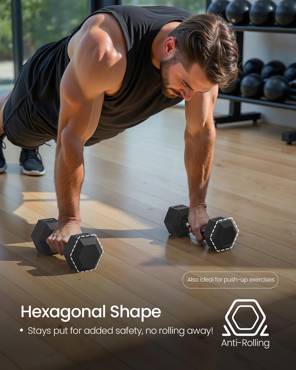 Hexagonal Dumbbell Set – Metal – N/A – Perfect for Home Weightlifting and Fitness Training