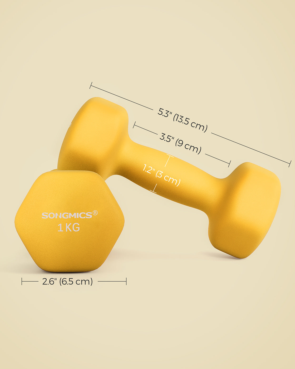 Dumbbell Set – Vinyl – Yellow – 2 x 1 kg