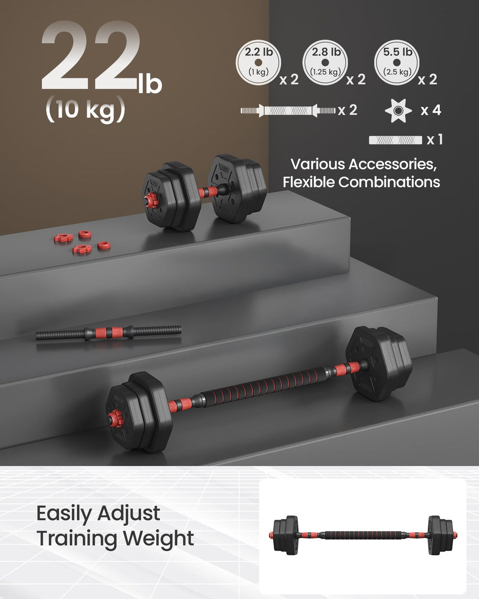 Dumbbell Set – Steel – Various Weights – Adjustable with Connecting Bar