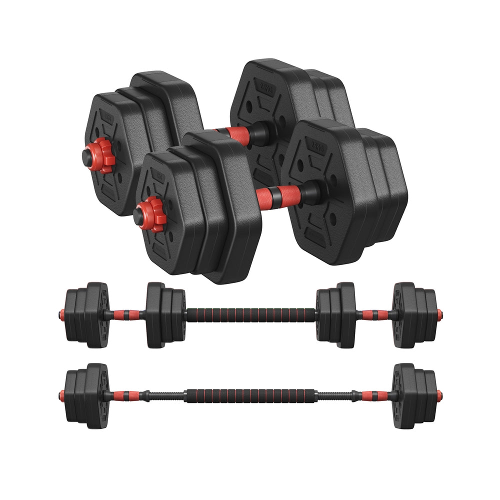 Dumbbell Set – Iron – Silver – Adjustable Weight Plates with Connecting Bar