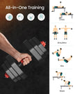 Dumbbell Set – Iron – Silver – Adjustable Weight Plates with Connecting Bar