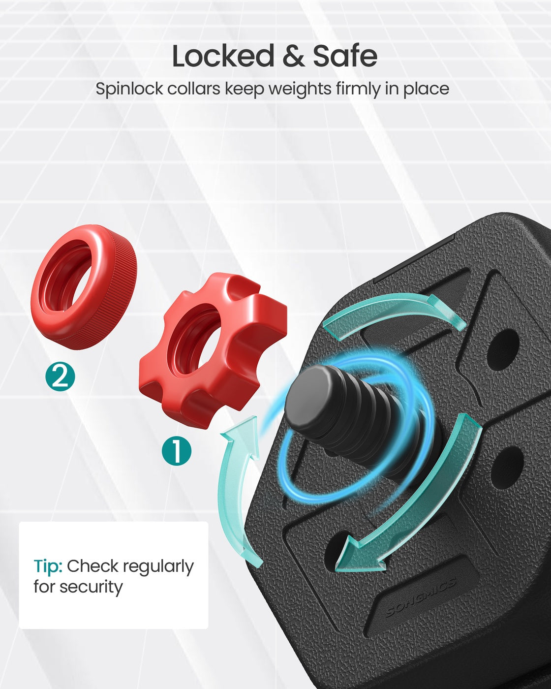 Dumbbell Set – Iron – Silver – Adjustable Weight Plates with Connecting Bar