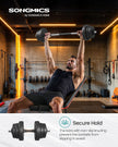 Adjustable Dumbbell Set – Steel – Silver – 2-in-1 with Barbell Bar for Home Gym, 2 x 10kg