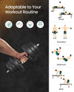 Adjustable Dumbbell Set – Steel – Silver – 2-in-1 with Barbell Bar for Home Gym, 2 x 10kg