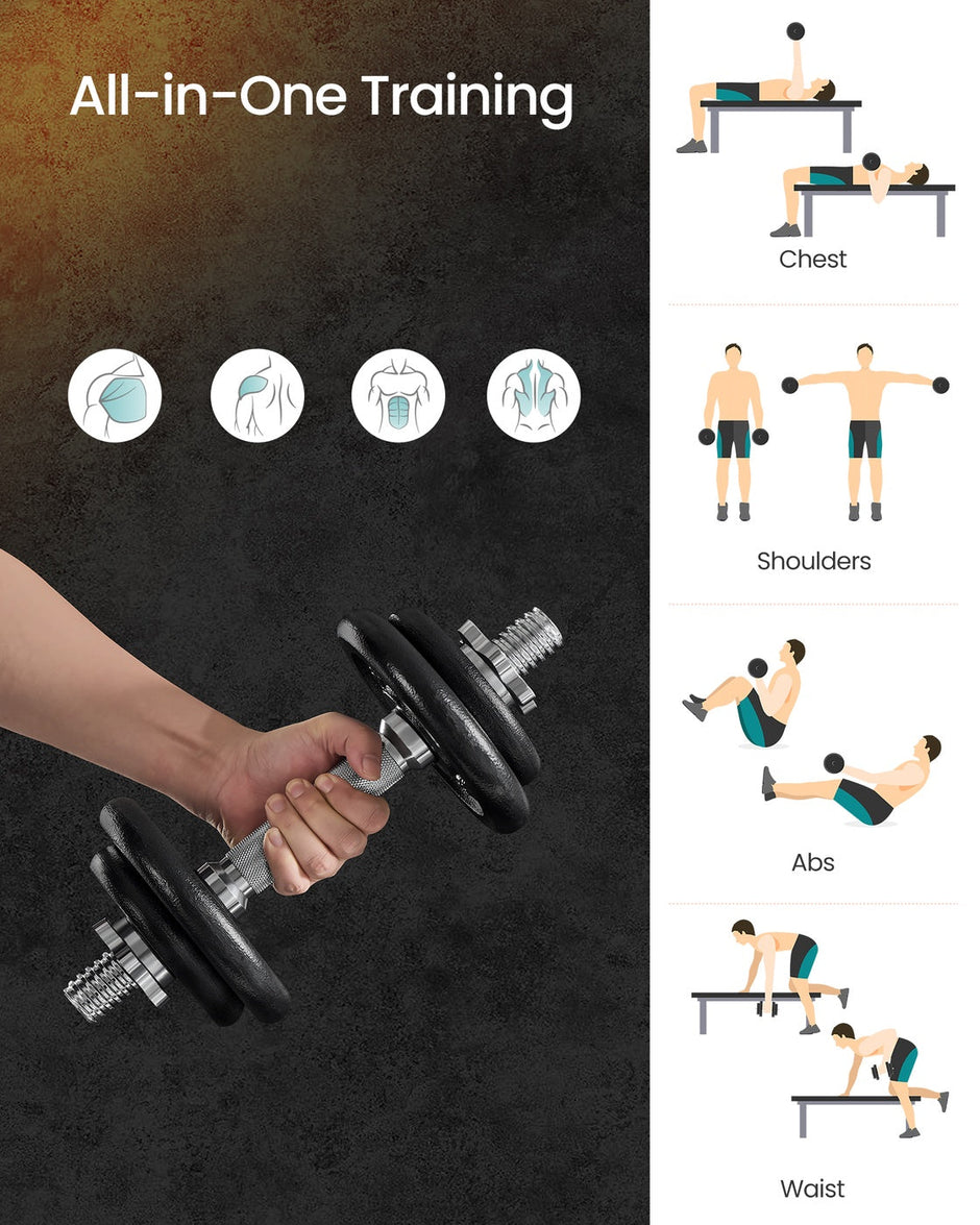 Adjustable Dumbbells – Cast Iron – Orange – Includes Extra Barbell Bar and Removable Protective Covers
