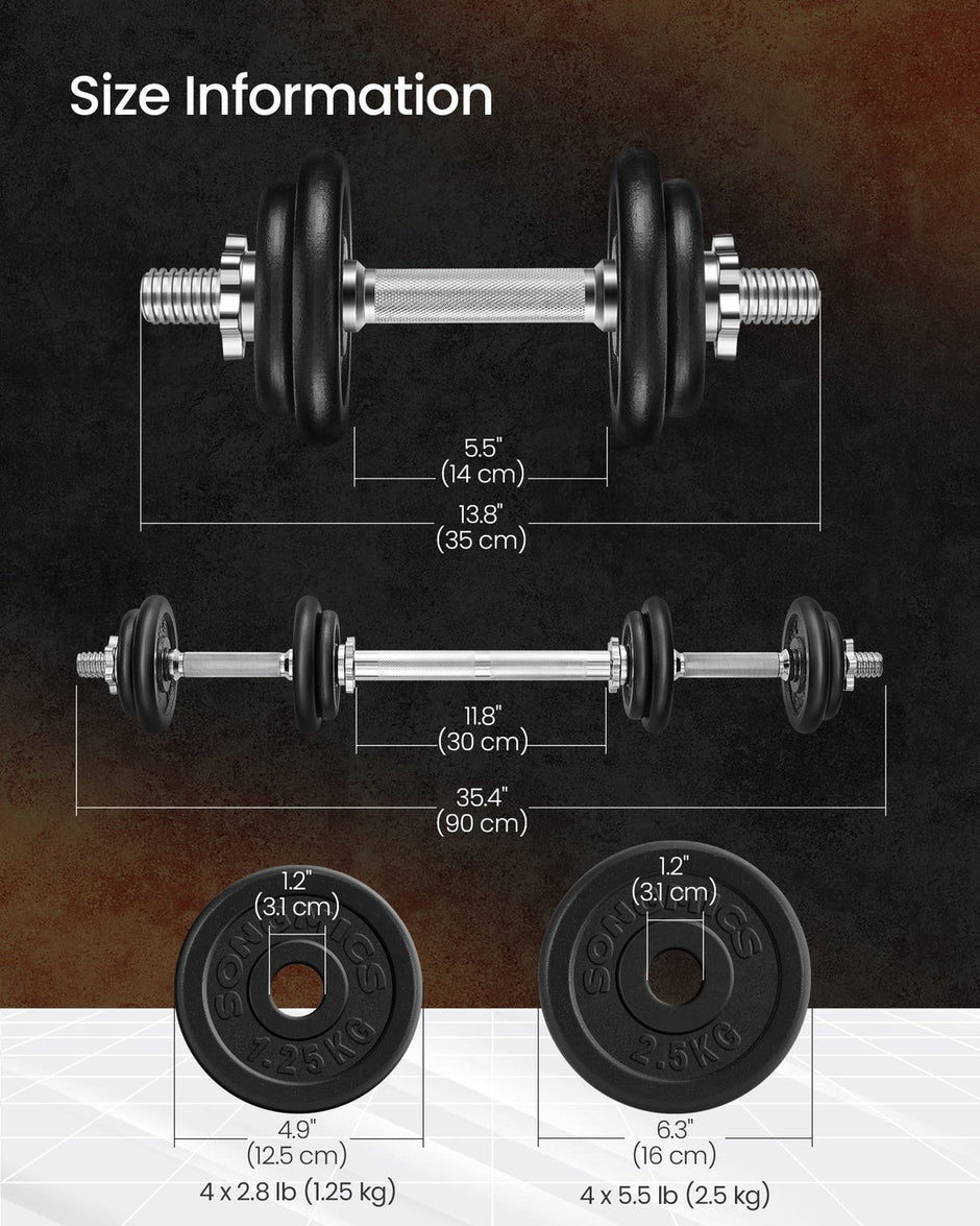 Adjustable Dumbbells – Cast Iron – Orange – Includes Extra Barbell Bar and Removable Protective Covers