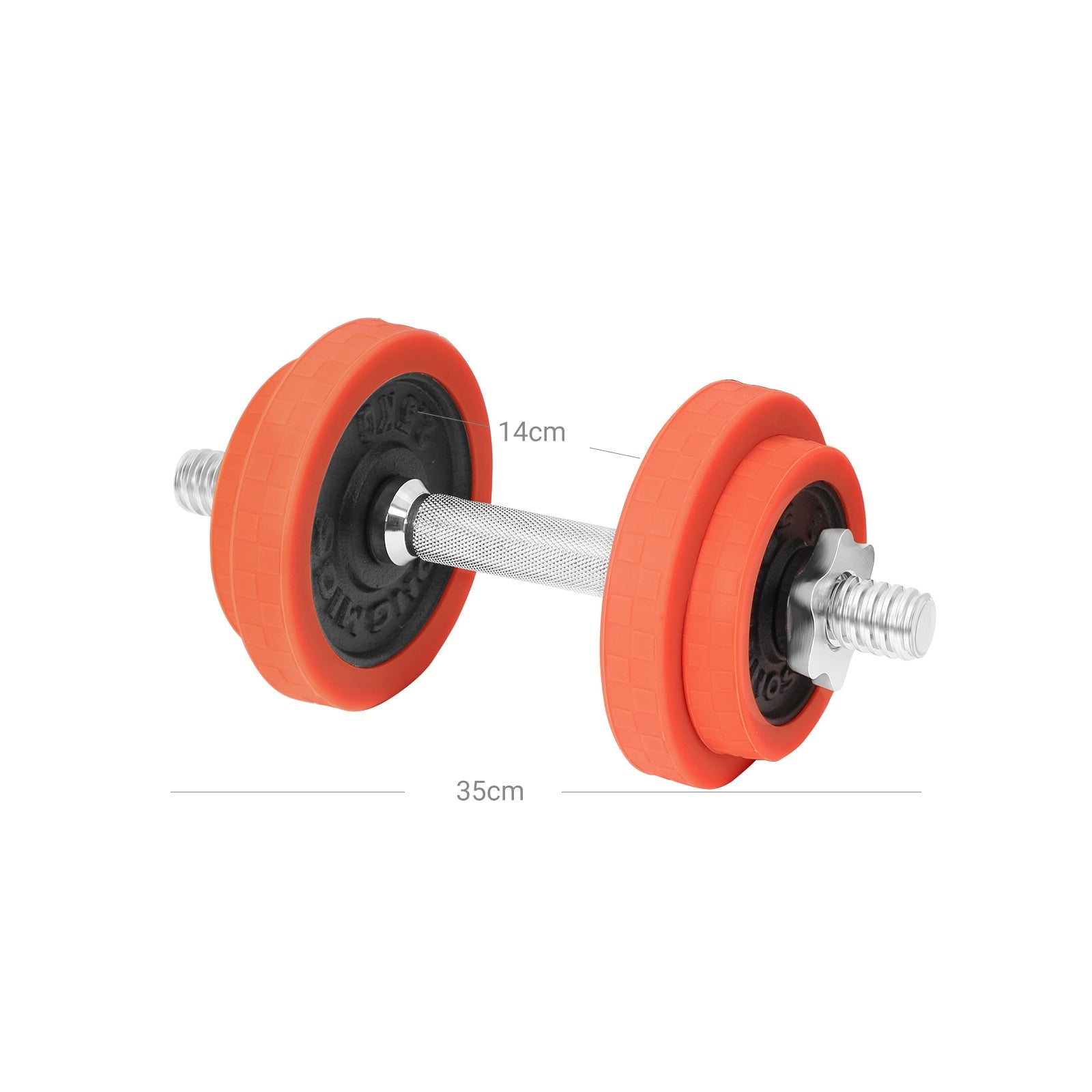 Dumbbell Set – Cast Iron – Orange – Adjustable with Extra Barbell Bar