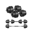 Adjustable Dumbbells Set – Steel – Black – Includes Extra Barbell Bar, 30 KG