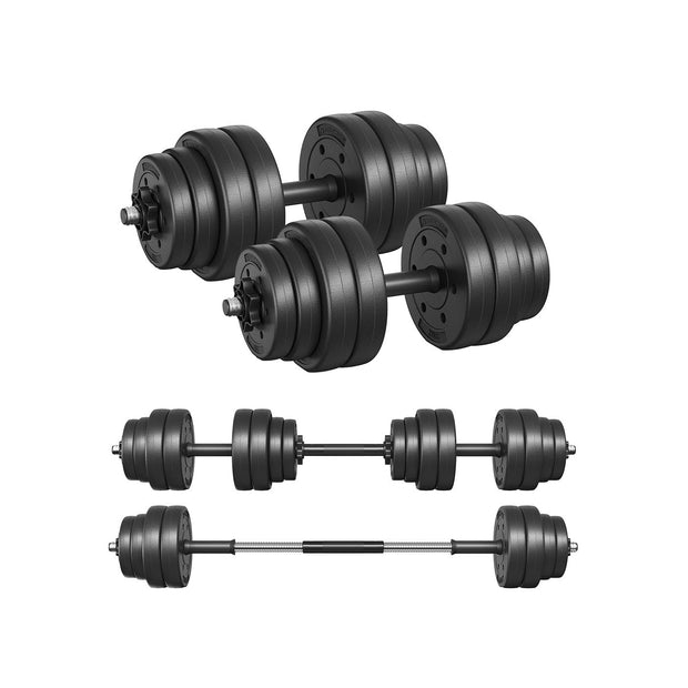 Adjustable Dumbbells Set – Steel – Black – Includes Extra Barbell Bar, 30 KG
