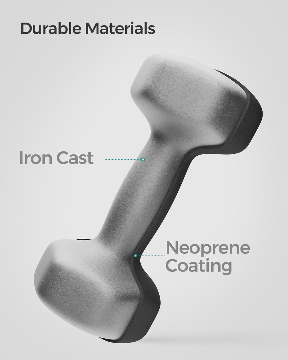 Dumbbell Set – Vinyl Coating – Black – Waterproof and Non-Slip with Matte Finish – 2 x 5 kg