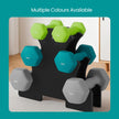 Dumbbell Set – Neoprene – Lime, Teal, Light Grey – Non-Slip with Stand, Includes 1 kg, 2 kg, and 3 kg Weights