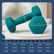 Dumbbell Set – Neoprene – Lime, Teal, Light Grey – Non-Slip with Stand, Includes 1 kg, 2 kg, and 3 kg Weights