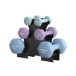 Hex Dumbbells Set – Neoprene – Lime, Teal, Grey – Includes Stand, 2 x 1 kg, 2 x 2 kg, 2 x 3 kg