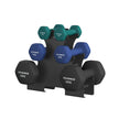 Hex Dumbbells Set – Neoprene – Lime, Teal, Grey – Includes Stand, 2 x 1 kg, 2 x 2 kg, 2 x 3 kg