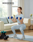 Hex Dumbbells Set – Neoprene – Lime, Teal, Grey – Includes Stand, 2 x 1 kg, 2 x 2 kg, 2 x 3 kg