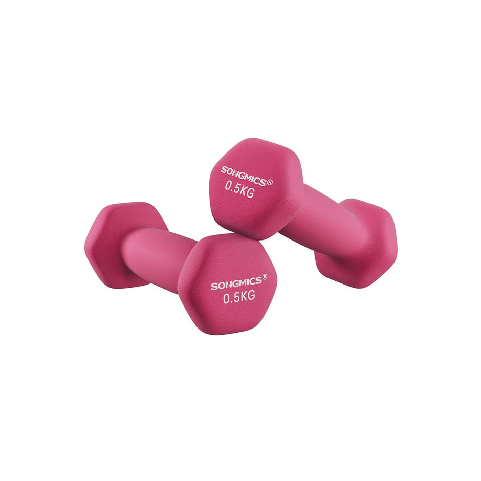 Vinyl Dumbbells – Pink – Set of 2 – Various Weights (0.5 kg to 5 kg)